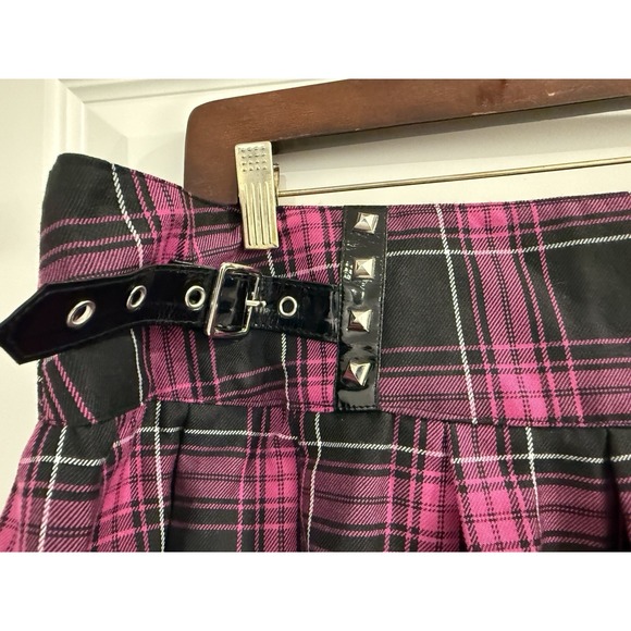 WIDOW - WOMEN'S XXL -PLAID PLEATED TARTAN SKATER SCHOOL LACE SKIRT - Picture 3 of 9